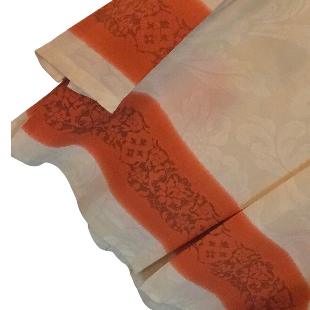 Harari 100% Silk Floral Blouse Hidden Button Cream Orange Size L - Picture 12 of 16